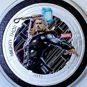 2015 �j�E�G $2 Marvel's Avengers THOR �v���[�t 1�I���X .999 �V���o�[ �v���[�t �R�C��