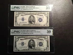 5.00 1934-C �X�^�[ �V���o�[ �ؖ����B PMG 35 EPQ 1934-D PMG 30 �������C�h�}�[�W�� 2 �m�[�g