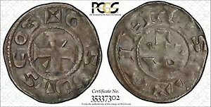 1120-1160 フランス デニール PCGS AU53 魅力的なトーニング トップ ポップ 1/0 1770