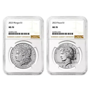 2023 $1 ���[�K�� �A���h �s�[�X �V���o�[ �_���[ 2 �Z�b�g NGC MS70 �u���E�� ���x��
