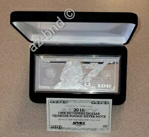 2016 $100  4 gCIXt@C Vo[ o[ .999+ P[X COAt - APMEX