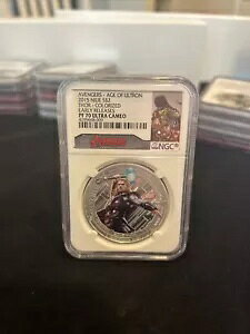 2015 �j�E�G $2 Marvel's Avengers Thor 1oz �V���o�[ �v���[�t �R�C�� NGC PF70-���������[�X