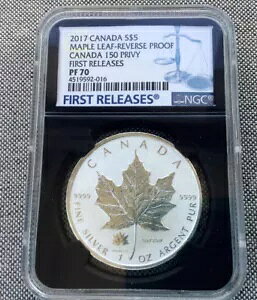 2017 $5 CANADA Maple Leaf 150TH PRIVY REVERSE PROOF NGC PF70 �������[�X