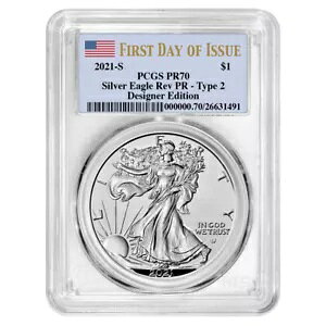 2021-S ���o�[�X �v���[�t $1 �^�C�v 2 �A�����J�� �V���o�[ �C�[�O�� PCGS PR70 FDOI �t���O ���x��