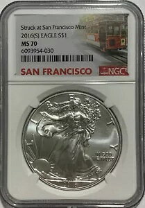 2016 (S) $1 �V���o�[ �C�[�O�� NGC MS70 ���T���t�����V�X�R .999 �t�@�C�� �g�����[ ���{�ɏP��
