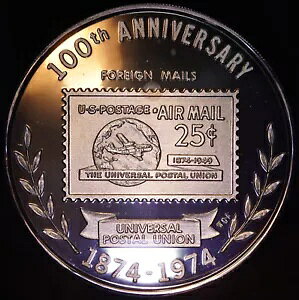 1974 US Postage Union 100���N�L�O AIR MAIL 1oz 999 FINE �V���o�[ ���E���h C4212