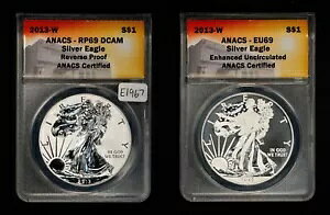 2 �R�C�� ���b�g - 2013-W 1 �I���X �A�����J�� �V���o�[ �C�[�O���X - ANACS RP 69 & EU 69 - E1967