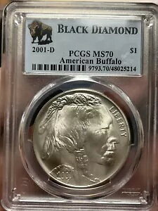 2001-D �A�����J�� �o�b�t�@���[ �V���o�[ �_���[ PCGS MS-70 �u���b�N �_�C�������h ���x��