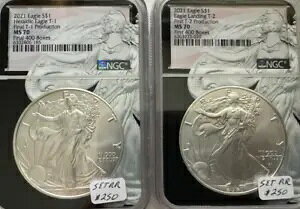 2021 �A�����J�� �V���o�[ �C�[�O�� �t�@�[�X�g T2 & T1 �v���_�N�V���� �ŏI 400 �{�b�N�X NGC MS 70