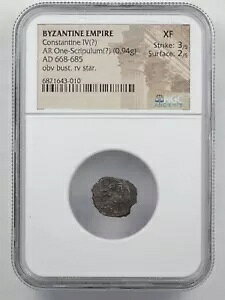 �R���X�^���e�B�k�X 4 ��(?) AR Scripulum �r�U���`����� 668-685 AD NGC XF (3/5 2/5)