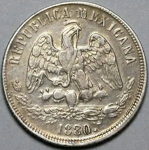 1880-As Dot Mexico 50 Centavos XF Alamos Mint Balance Scale Coin (23122809R)