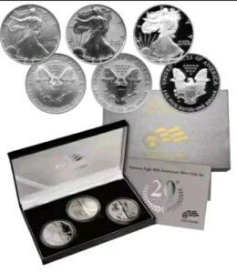 2006-W �V���o�[ �C�[�O�� 3-$1 �R�C�� �Z�b�g 90% �{�b�N�X & CoA �t�� 20 ���N�L�O