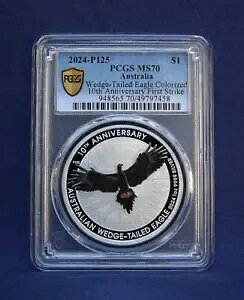 2024-P オーストラリア シルバーオオワシ PCGS MS70 F.S.カラー化 *最後の 1 つ *