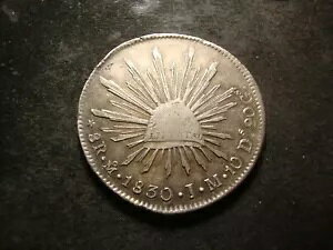 1830 Mo AU BU Semi PL Mexico Silver 8 Reales Cap Rays Nice Coin NEO