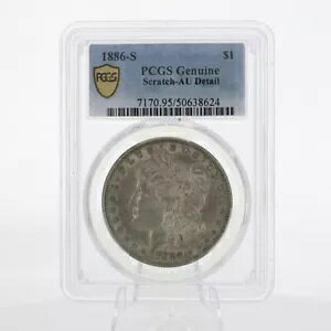 1886-S S$1 モーガン シルバー 1 ドル コイン スクラッチ-AU ディテール PCGS 正規品