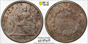 F076 フランス領インドシナ。 1904-A ピアストレ Lec-287 PCGS 純正 XF 詳細