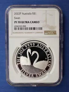 2022P �I�[�X�g�����A 1 �I���X �V���o�[ $1 �R�C���u�V���o�[ �X�����v NGC �O���[�h PF70 COA �t��