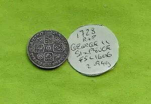 1728 R&P �V���o�[ SIXPENCE �R�C�� �L���O �W���[�W II (1727 - 1760) ESC1606