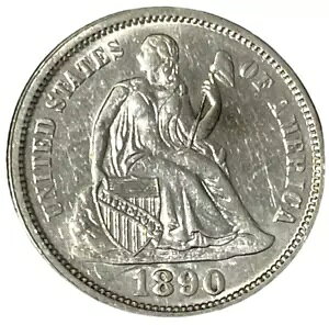 1890 ���ȃ��o�e�B �_�C�� 90% �č���� 10c KM# A92 ���b�g B9-164 �V���[�v�ȏڍ�
