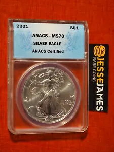2001 $1 �A�����J�� �V���o�[ �C�[�O�� ANACS MS70 �u���[���x�� �x�^�[�f�C�g