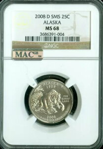 2008 D ALASKA QUARTER NGC MS68 SMS PQ 2nd FINEST REGISTRY MAC SPOTLESS RARE *