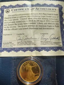 2021  $5 Saint Gaudens 200 Mg .9999 