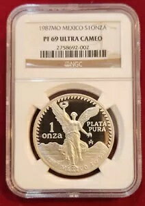 1987�N ���L�V�R LIBERTAD ONZA .999��݁`PF69 ULTRA CAMEO