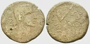??DIVUS JULIUS CAESAR-OCTAVIAN-38 BC-28mm/10.95g-SESTERTIUS-BARBARIC-F-T_G_COINS