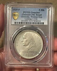 �h�C�c (���C�}�[��) - 1929 �V���o�[ 5 �}�[�N (���b�V���O - PCGS UNC �ڍ�)