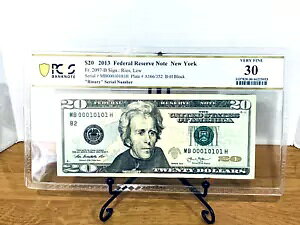 2013 $20 FRN PCGS Very Fine 30 Fancy TRUE 0/1 BINARY VA #MB00010101H