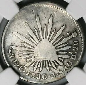 1830/20-Pi NGC VG Det Mexico 2 Reales Potosi Overdate A RC (21111301C)