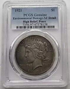 1921-P $1 PCGS �{���̊��_���[�W XF-�f�B�e�[�� �n�C�����[�t �s�[�X�_���[