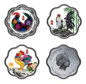 2017 Tokelau Lunar Rooster 1 �I���X .999 �J���[ �V���o�[ �R�C�� �v���[�t (3 �Z�b�g)