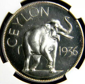 セイロン 1936-1996 ICB エドワード 8 世 シルバー クラウン NGC PF 66 (03-5)