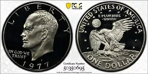 �����Ȗ����ʂ̊����� 1977 S �A�C�[���n���[ �h�� IKE �R�C�� PCGS PR69DCAM