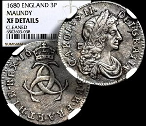 �`���[���Y��/ �C�M���X 1680�A? Silver Maundy 3p �R�C���ANGC XF + COA GGcoins