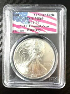 2001 AJ Vo[ C[O WTC OEh [ Jo[ PCGS MS69 (1/1000)