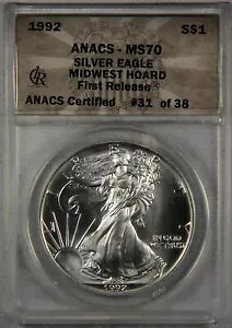 1992 Vo[ C[O h ANACS MS70 ɂ̏񃊃[X $1