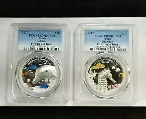 2017 PCGS PR70 DCAM (2 �R�C�� �Z�b�g) �p���I 4�I���X .999 �V���o�[ $10 �C���J & �V�[�z�[�X