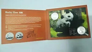 2011 & 2014 中国 1 オンス シルバー パンダ 限定コイン デザイナーのサイン入り小冊子付き