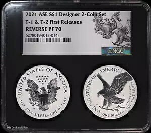2021 $1 �A�����J�� �V���o�[ �C�[�O�� �h�� �f�U�C�i�[ 2 �R�C�� �Z�b�g NGC Rev PF 70| T-1 & T-