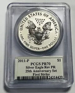 2011 P- �A�����J�� �V���o�[ �C�[�O��- PCGS- Rev PF70- �t�@�[�X�g �X�g���C�N- �W���� �}�[�J���e�B- 25 ��