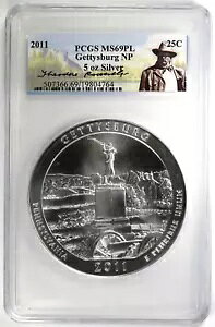 2011 ゲティスバーグ 5 オンス シルバー PCGS MS69PL プルーフ ライク ATB 国立軍事公園