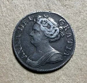 1711年 イギリス 6ペンス - アン女王 - 銀貨 - 高級