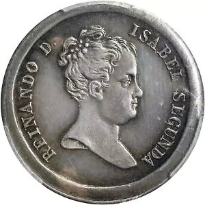1837 バルセロナ イザベル 2 世「憲法宣言」メダル PCGS SP 61