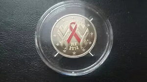 フランス 2014 プルーフ コイン カラー 2 ユーロ 世界エイズデー