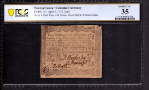 1772 N 4  3  2 VO 6 yX yVxjAAn PA-157 PCGS B VF 35