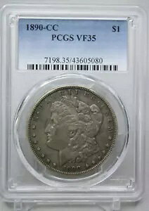 1890-CC $1 �����K�� �h�� �V���o�[ PCGS VF35 #5080
