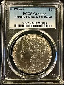 1902-S モーガン シルバー ダラー PCGS AU ディテール ニース コイン 送料無料