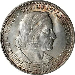 1893 年コロンビア万博。半ドル銀未流通コイン 認定 PCGS-MS64